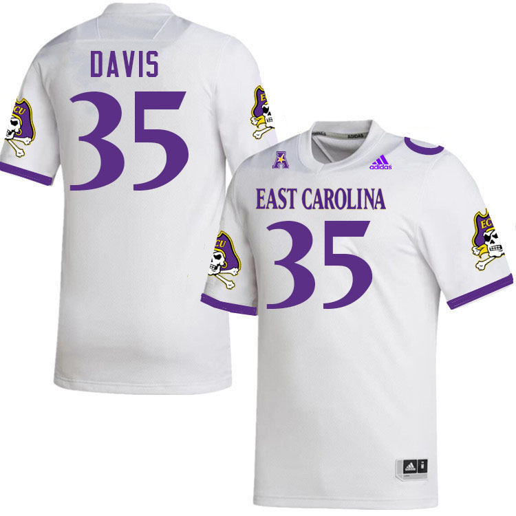#35 Kieran Davis East Carolina Pirates College Football Jersey Stitched-White